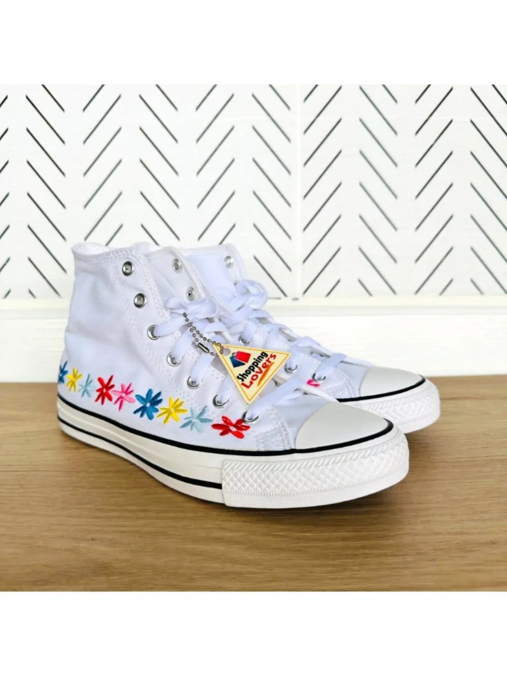 ⭐Chuck Taylor All Star Hi GS Big Kid Shoes 5.5 White Floral Embroidered A06311F